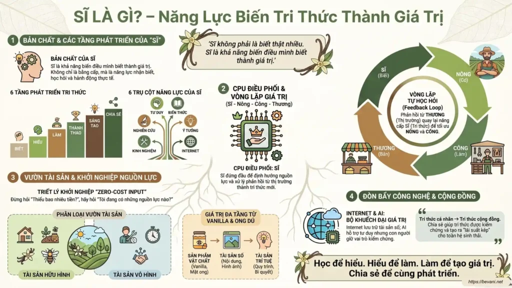 Infographic Sĩ – tri thức, tư duy và vai trò trong Sĩ – Nông – Công – Thương | BeVaNi